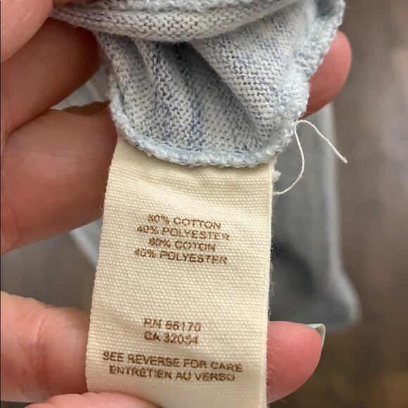 Free People Heathered Blue/White Long Sleeve Top - Picture 3 of 4